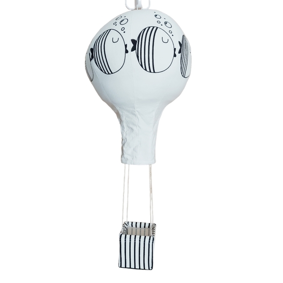 LIL PYAR BLACK FISH W/BUBBLES HOT AIR BALLOON MOBILE - Picture 2 of 6